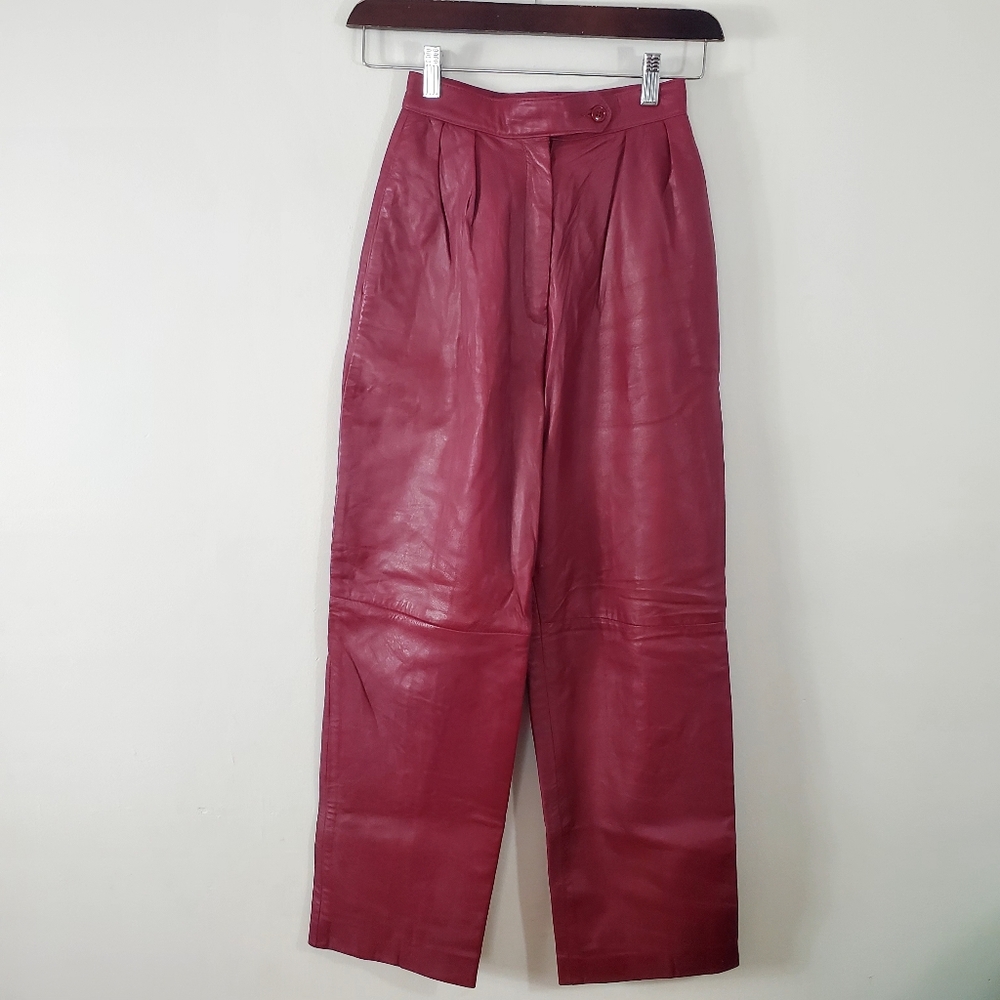 Vintage Coup De Foudre Vibrant Pink/ Fushia Leather Pants Size XS